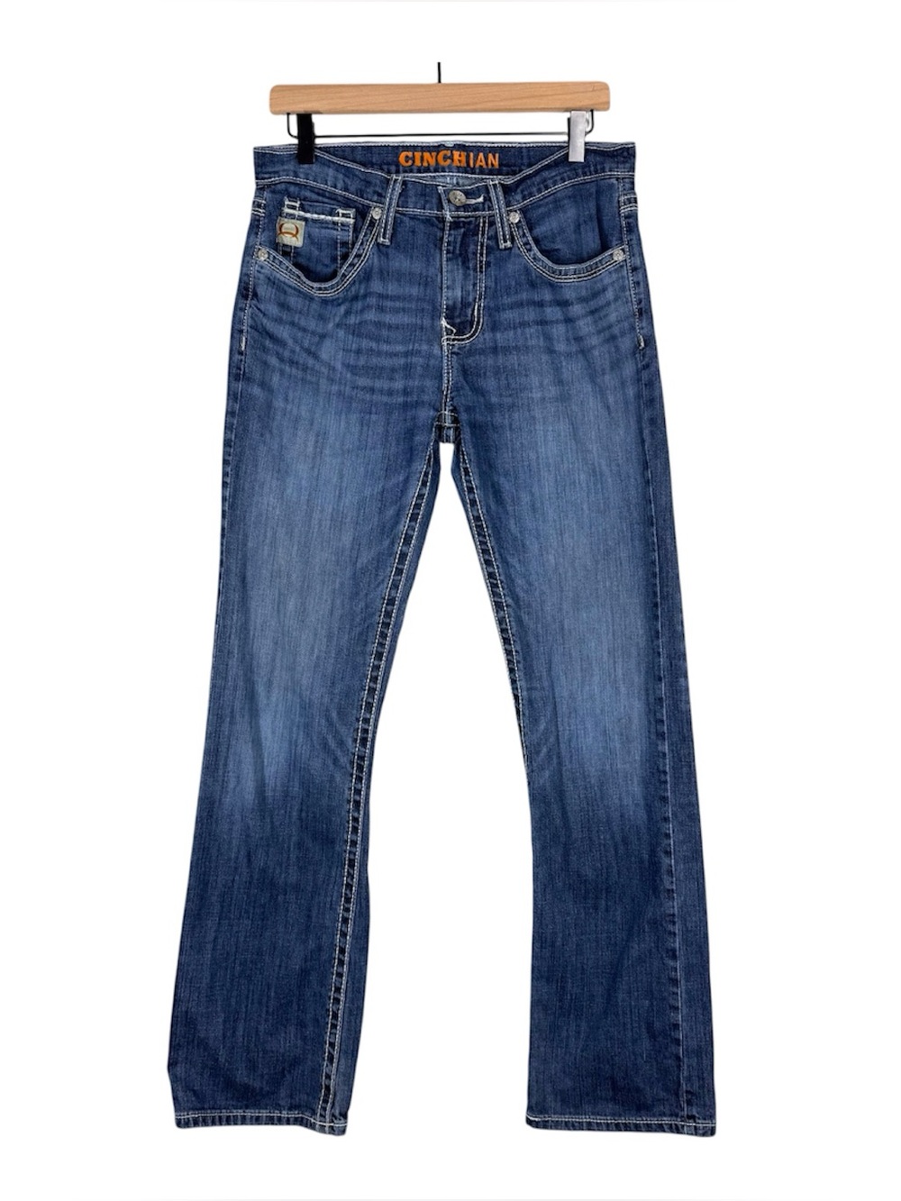 Cinch Ian Jeans Mens 30x32 Medium Wash Blue Bootcut Stretch Denim Western